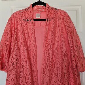 Blair Coral Lace Cardigan Top w/ Attached Tank – Size L